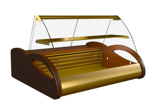 Настольная холодильная витрина «Полюс» A87 SM 1,5-1 (ВХС-1,5 Арго, коричнево-золотой)